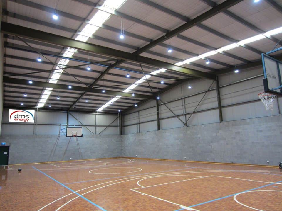 Indoor training court at the Somerset Recreation Centre after its LED lighting upgrade