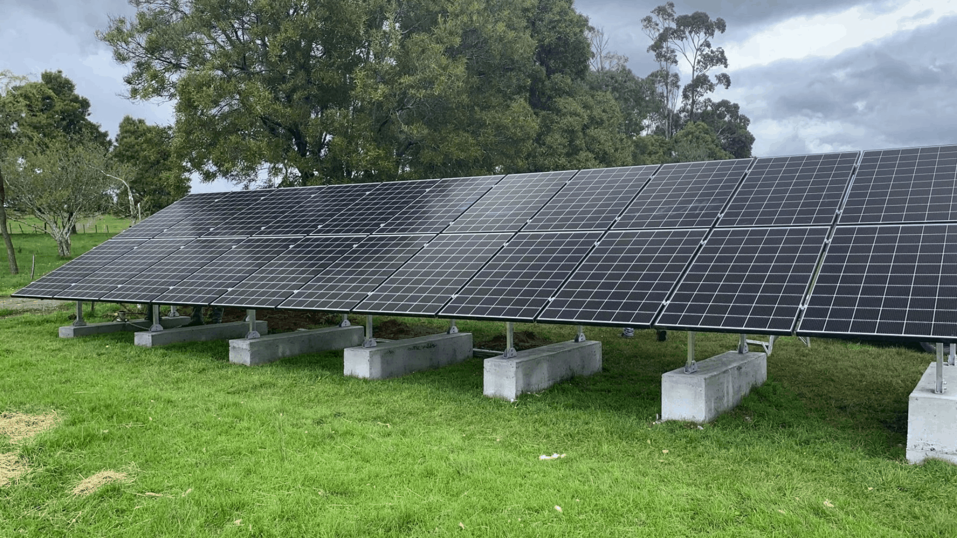 Ground mounted solar array in a paddock below Mount Roland