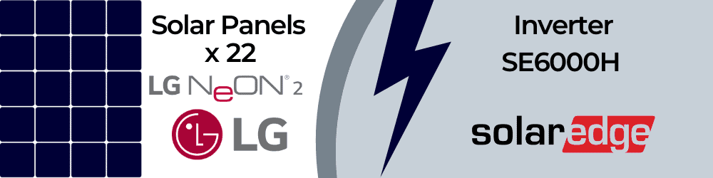 System summary: 22 x LG NeON 2 solar panels and a SolarEdge SE6000H inverter