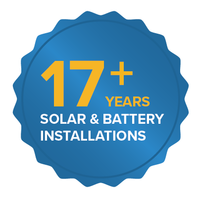 17+ years of solar and battery installations badge