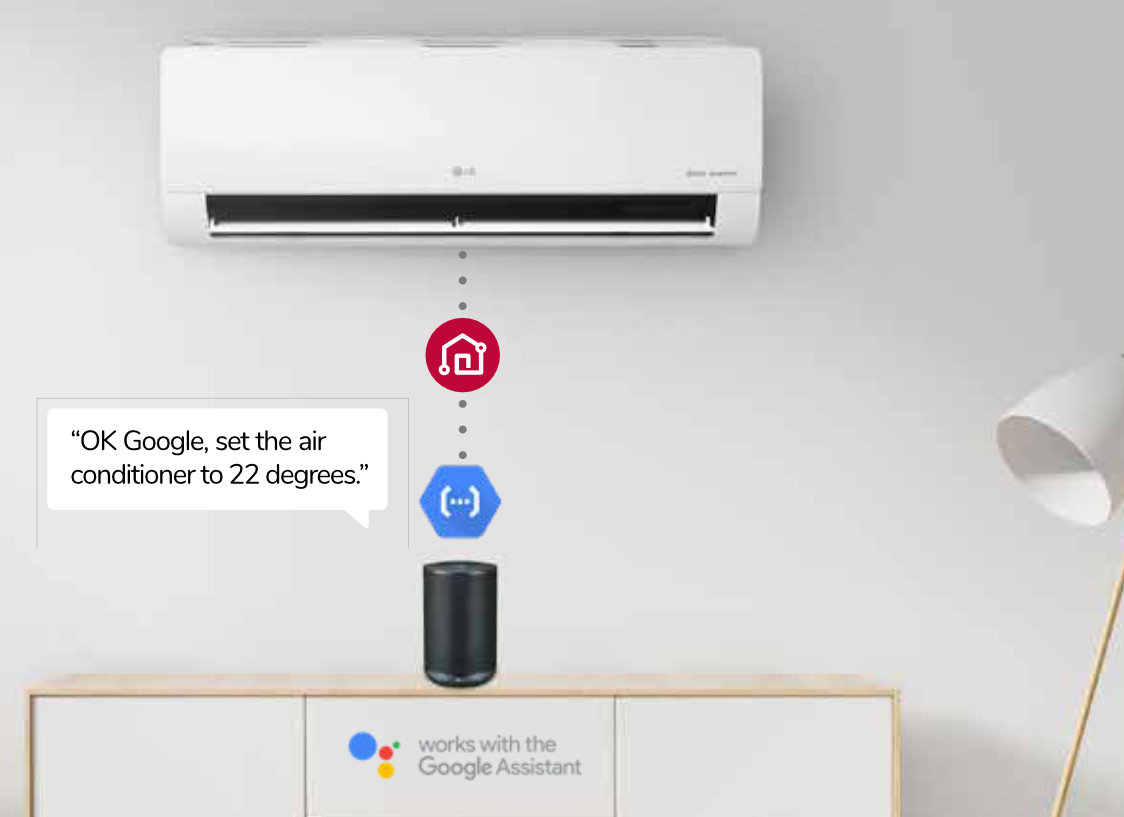 LG split system heat pump mounted above a lounge room window