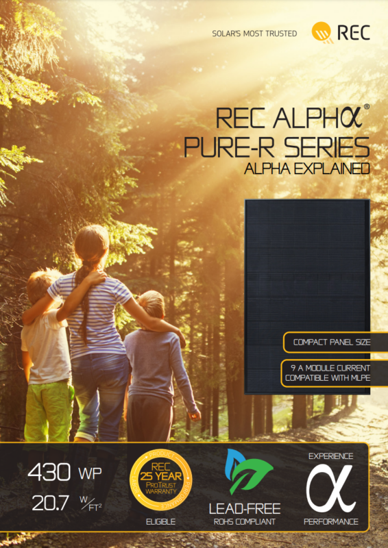 Cover of the REC Alpha Pure-R Series Alpha Explained information sheet