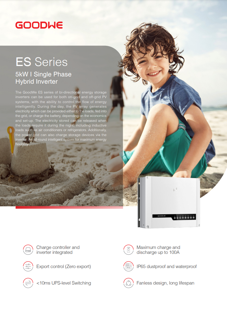 Cover of the Goodwe ES series specification sheet