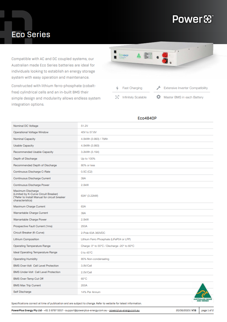 Cover of the PowerPlus Eco Series specification sheet