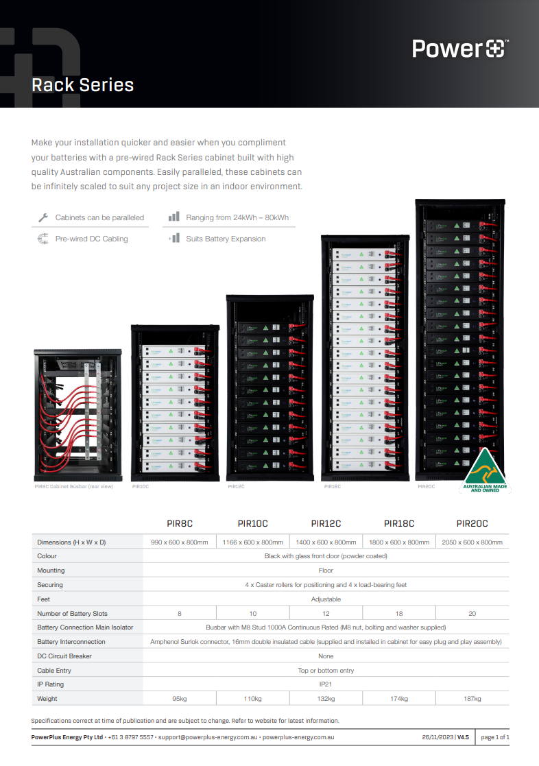 Cover of the PowerPlus Rack Series specification sheet