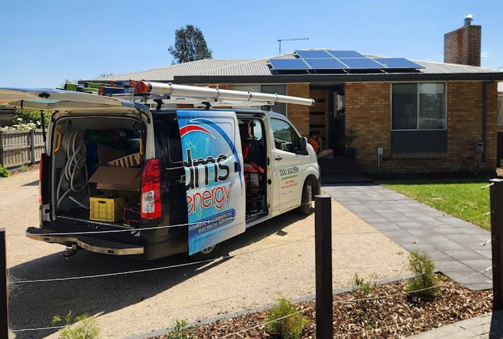A branded DMS Energy work van