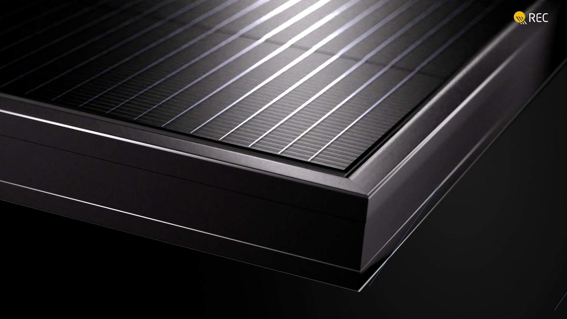 Close-up of an REC Alpha Pure-R solar panel